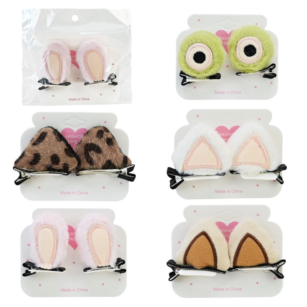 Заколки для волосся мехові Вушки мікс видів YH-115 Китай