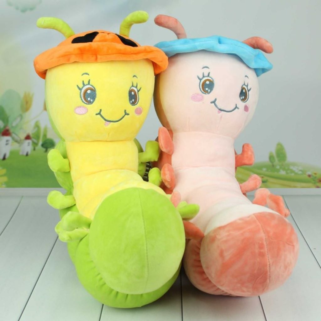 М'яка іграшка Гусениця Жужа 60см в шапочці плюш жовто-салатовий 21530 Китай