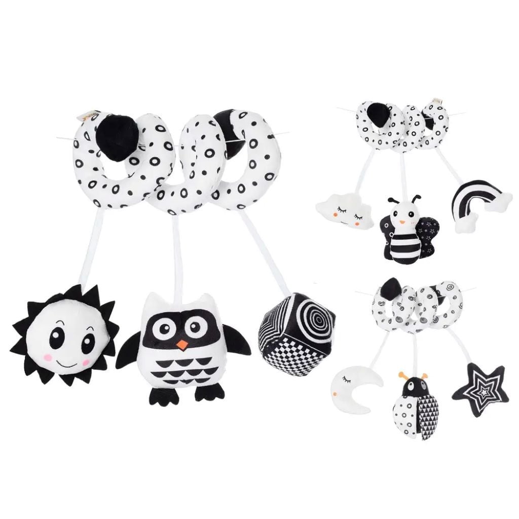 Брязкальце на ліжко плюш 50см чорно-білий колір у пакеті RAT4 limo toy