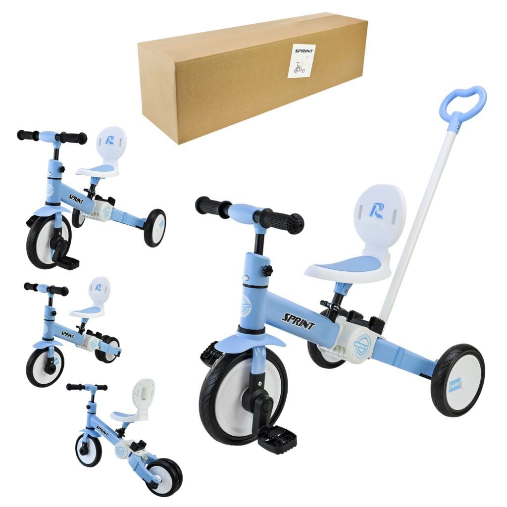 Велосипед 3-х колісний PU колеса с батьківською ручкою блакитний PB112 Sprint