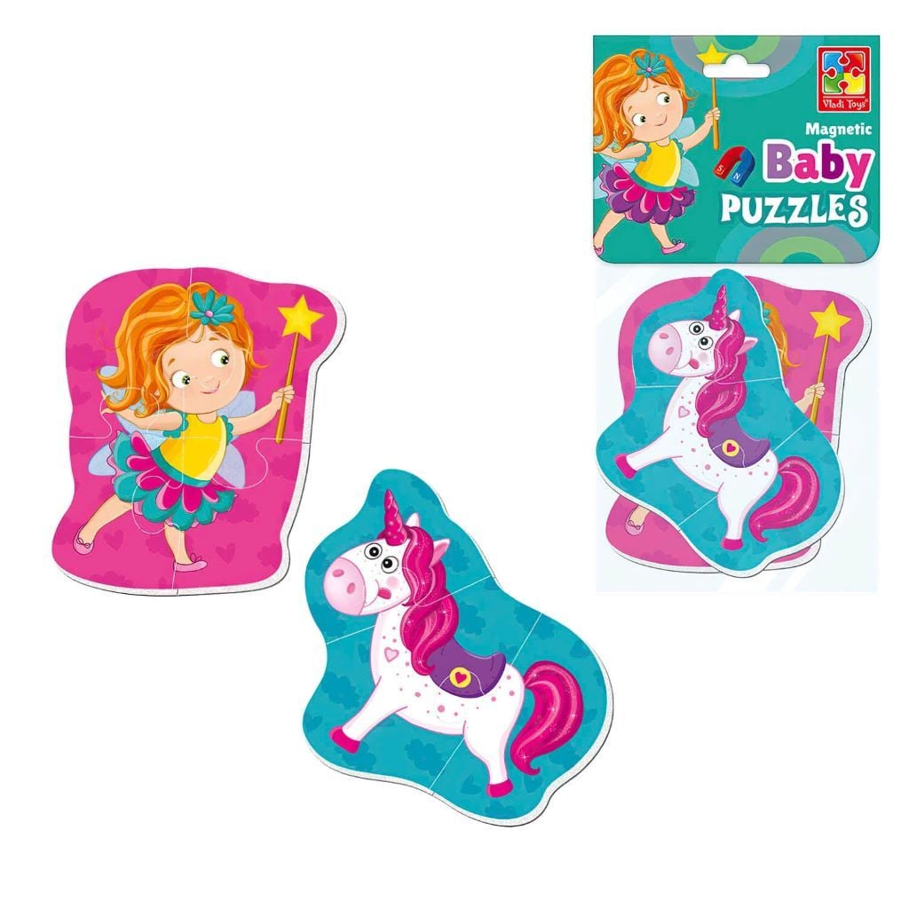 Бебі пазли Фея та Єдиноріг  магнітні  м'які 2 картинки в пакеті 27*15см VT3208-30 Vladi Toys