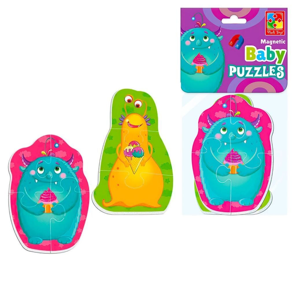 Бебі пазли Монстрикимагнітні  м'які 2 картинки в пакеті 27*15см VT3208-31 Vladi Toys