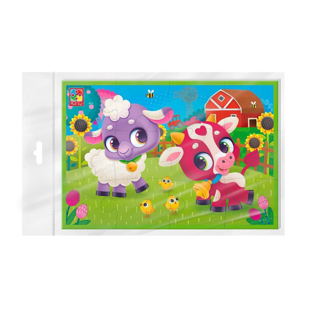 Пазли м'які 12ел ферма Корівка та Овечка в пакеті 23*16см VT1104-23 Vladi Toys