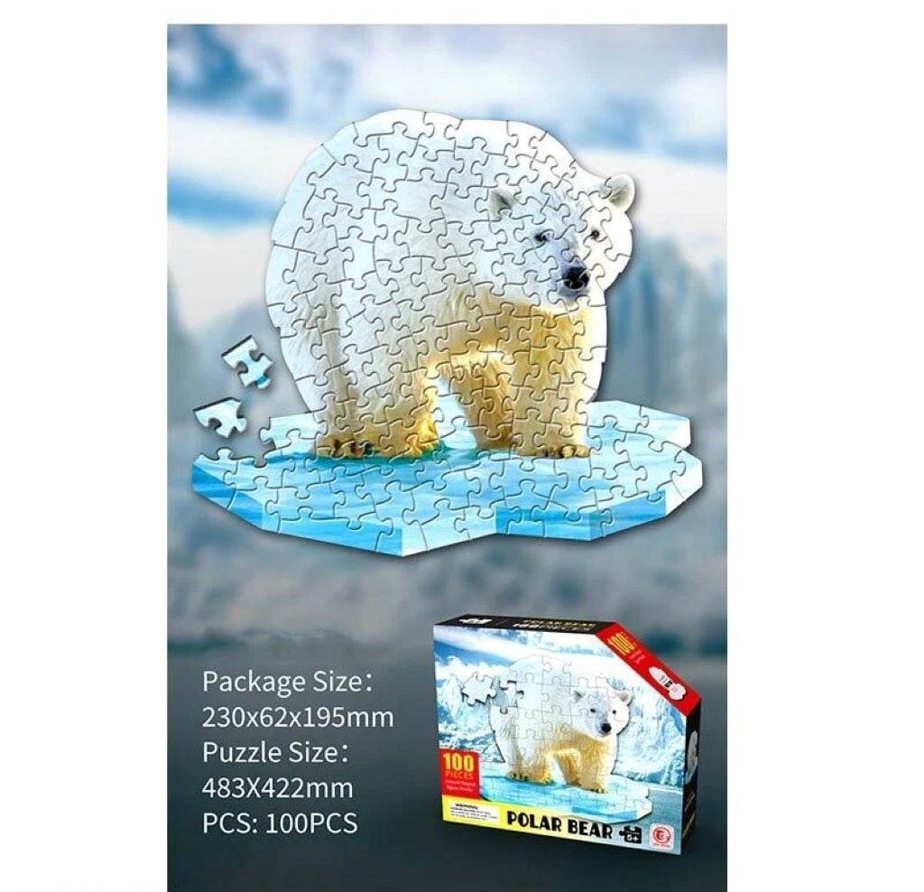 Пазли 100ел Полярний ведмідь 55.3*37*8cм у коробці 23*19*6см 88655 Китай
