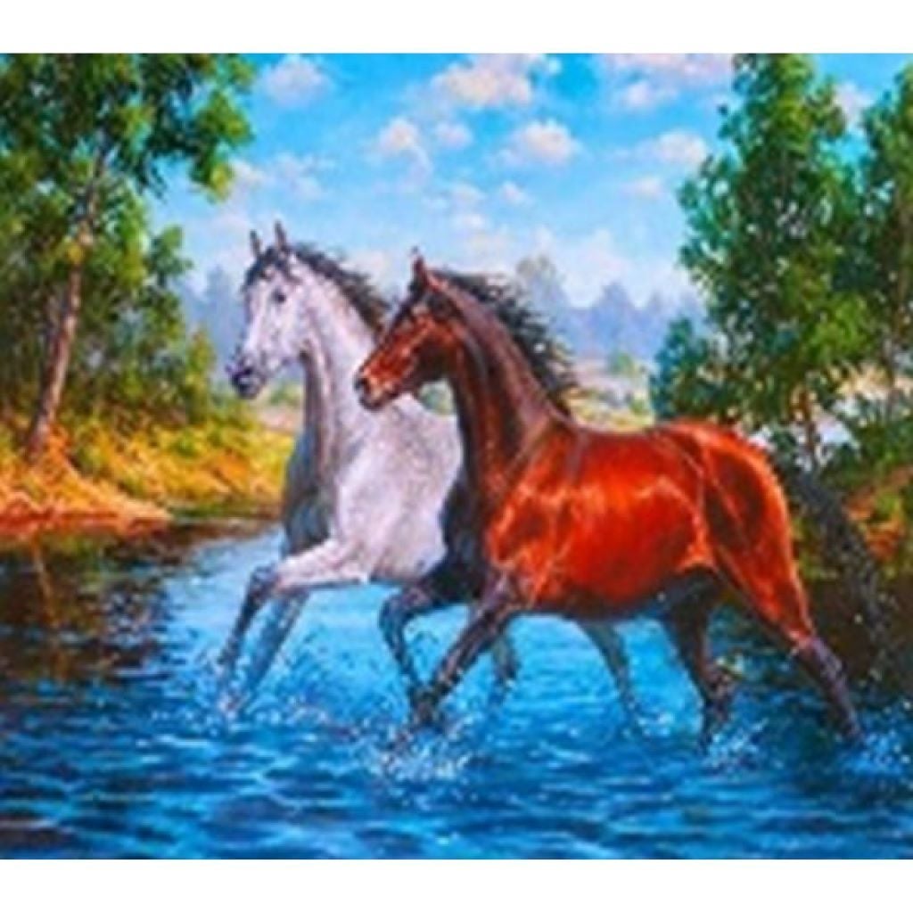 Алмазна мозаїка 40*50 см Коні на підрамнику у коробці GLE71089 Josefotten