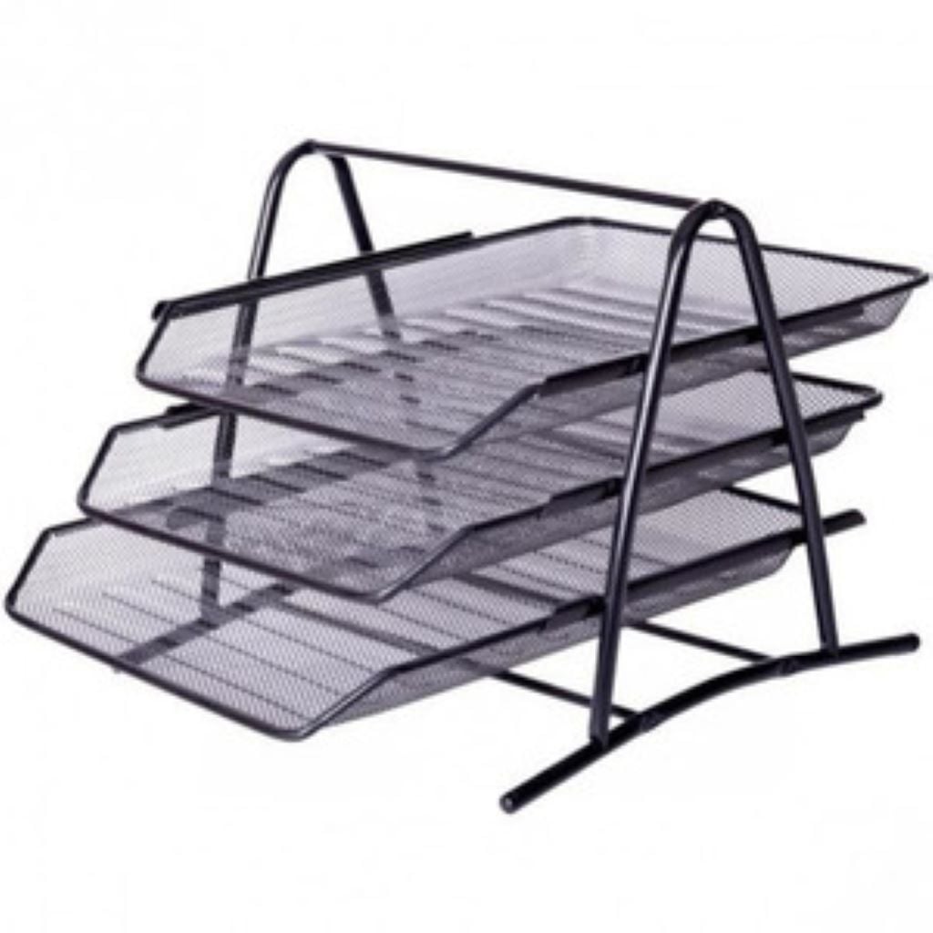 Лоток для паперу метал горизонтальний сітка 3 секції чорний у коробці DSCN1087B Josefotten