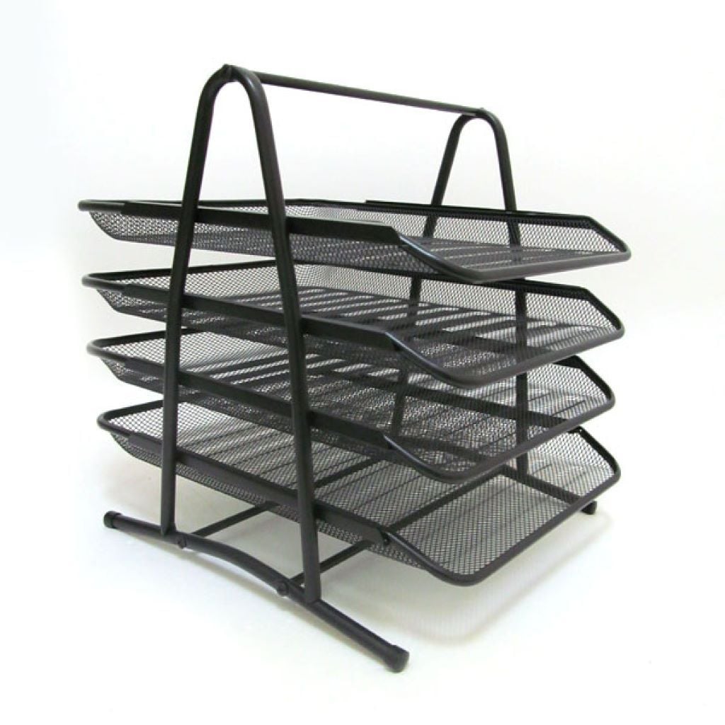 Лоток для паперу метал горизонтальний сітка 4 секції чорна у коробці DSCN1086B Josefotten