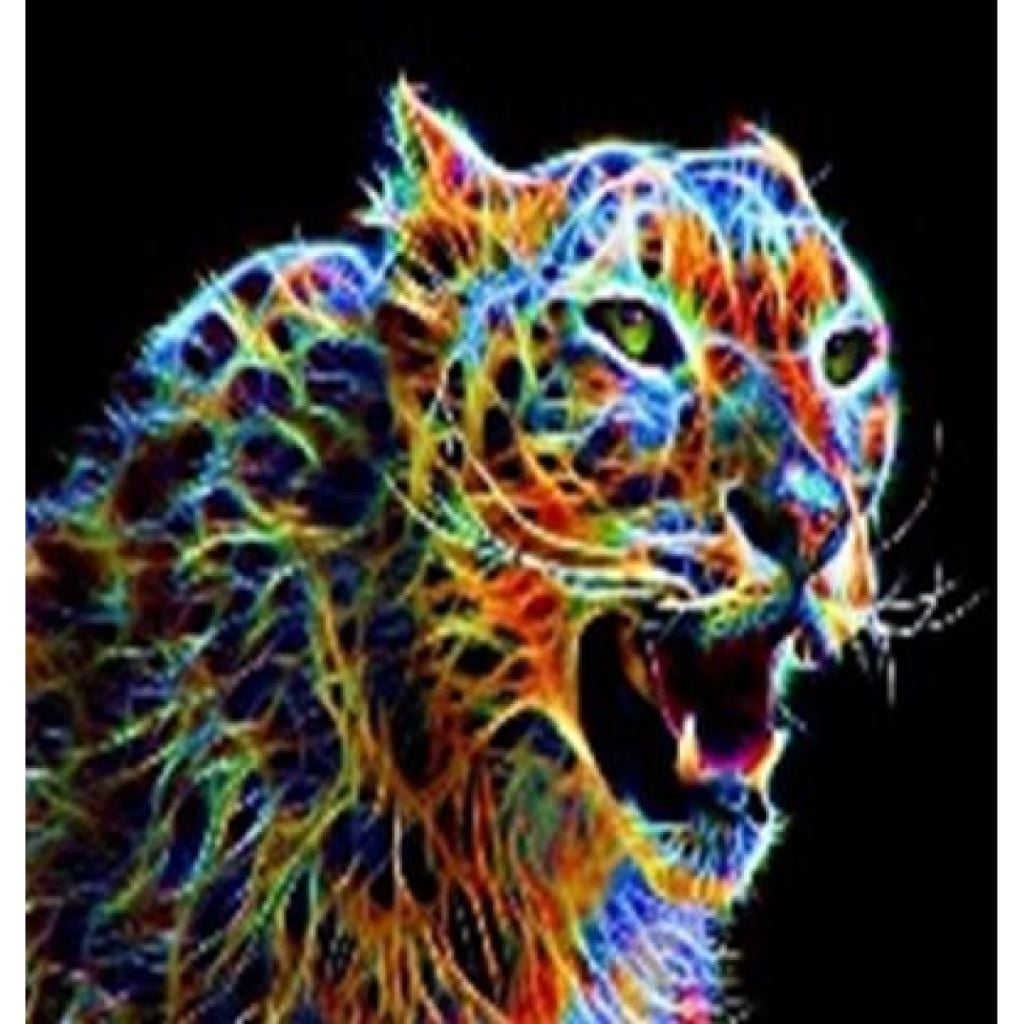 Алмазна мозаїка 40*50 см Кольоровий леопард на підрамнику у коробці GLE71652 Josefotten