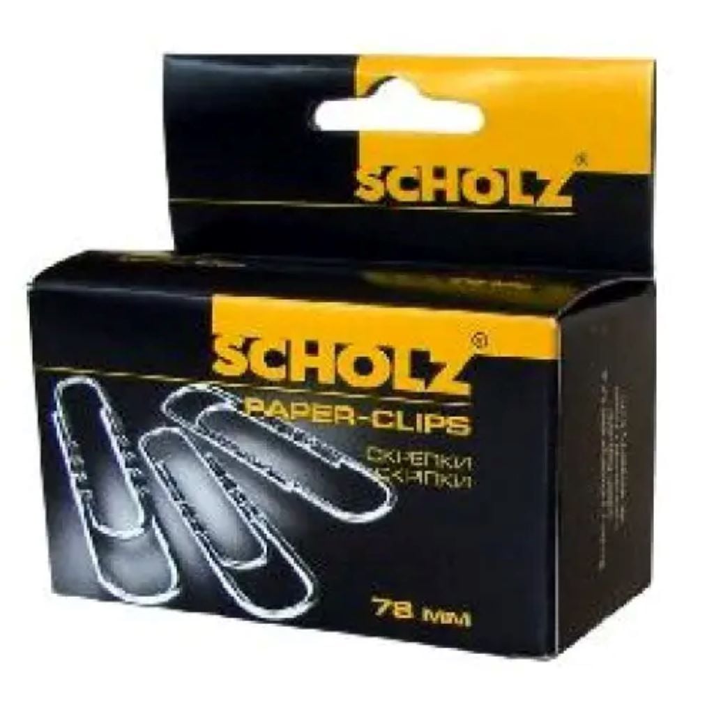 Скріпки канцелярськи 78мм нікельовані 50шт у коробці 4704 Scholz
