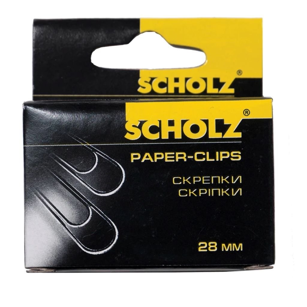 Скріпки канцелярськи 28мм нікельовані 100шт у коробці 4701 Scholz