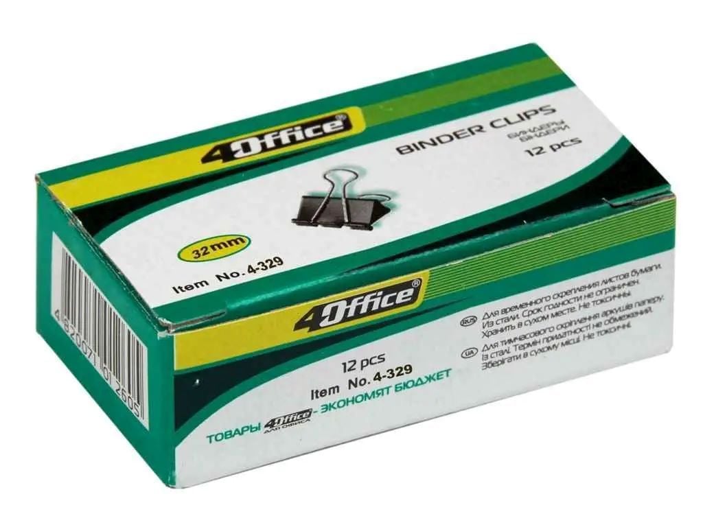 Біндер 32мм чорний 1шт металевий 4-329 Office