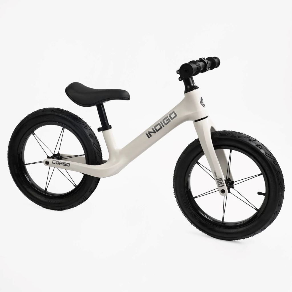 Велобіг 14" надувні гумові колеса нейлонова рама нейлонова вілка білий D-3261-45 corso