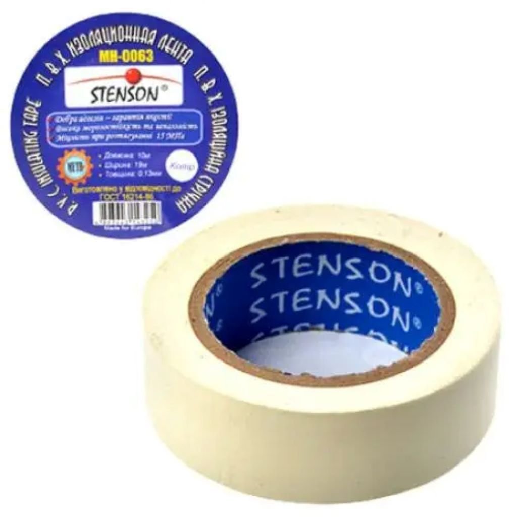 Ізоляційна стрічка ПВХ 10м біла MH-0063 Stenson