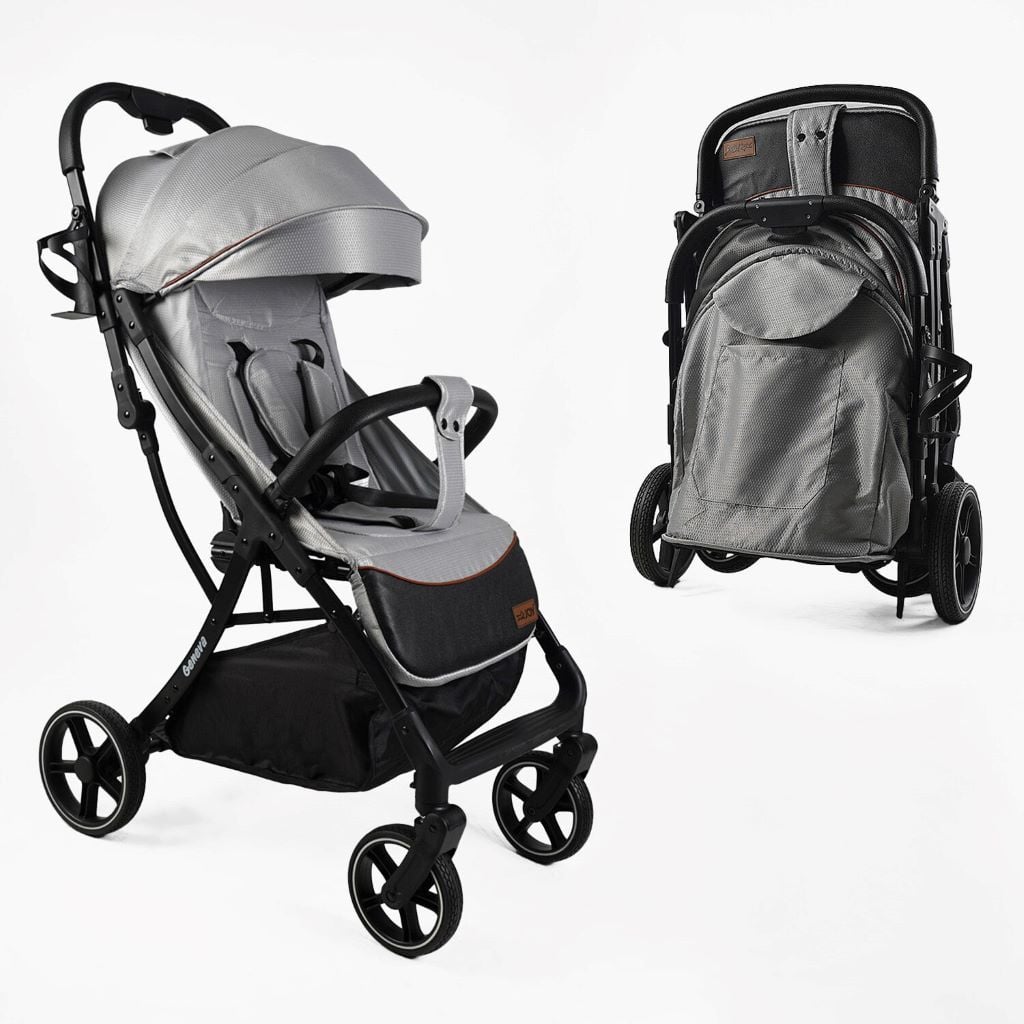 Візочок дитячий прогулянковий Genevaфуткавер рама  алюмінієва підсклянник телескопічна ручка сірий GN-64493 Joy