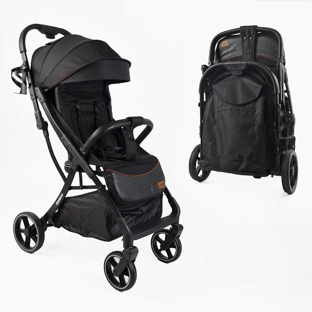 Візочок дитячий прогулянковий Geneva футкавер рама  алюмінієва підсклянник телескопічна ручка чорний GN-91378 Joy