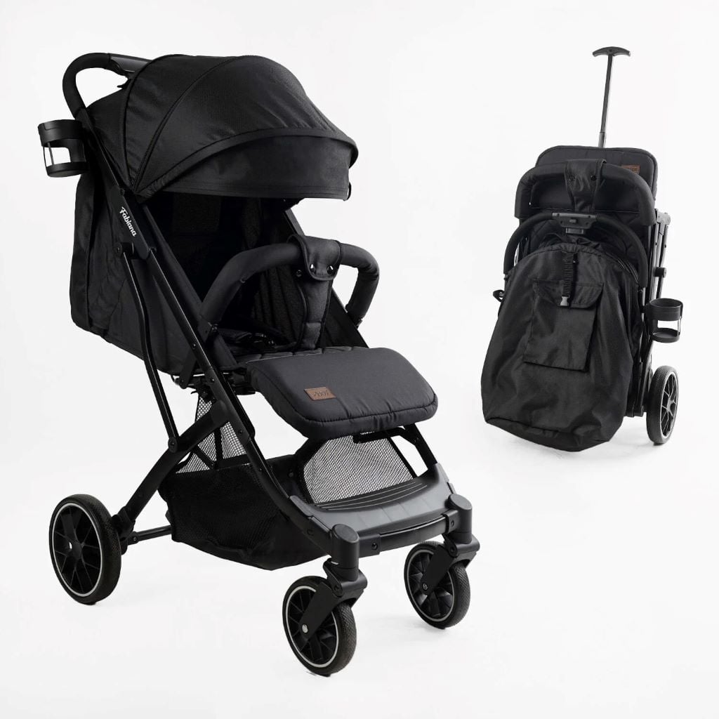 Візочок дитячий прогулянковий Fabiana футкавер рама  сталева підсклянник телескопічна ручка чорний FB-72490 Joy