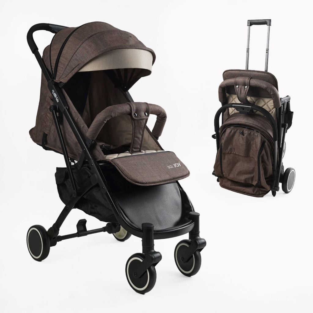 Візочок дитячий прогулянковий Vittoria футкавер рама алюмінієва підсклянник телескопічна ручка коричневий льон 71055 Joy