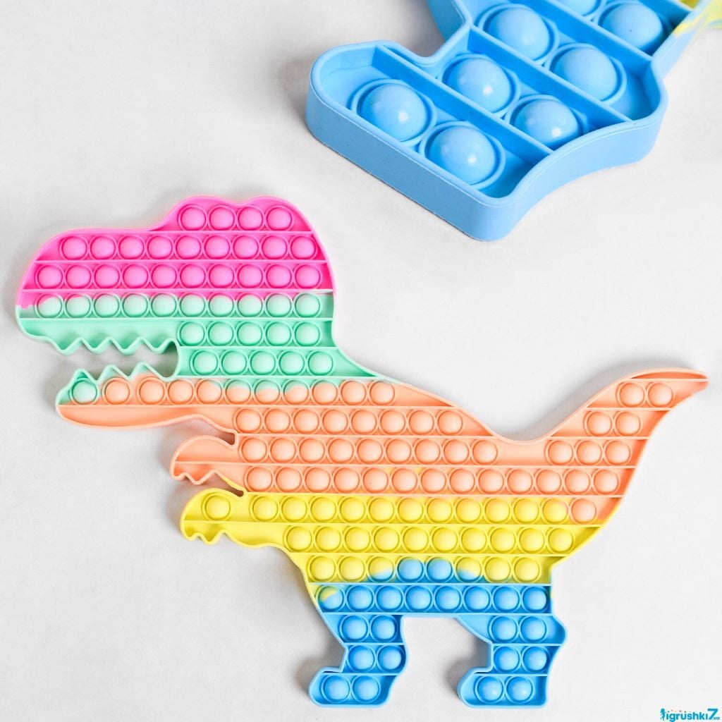 Антистрес  попіт Pop it Динозавр 40см веселковий у пакеті C48337 Китай