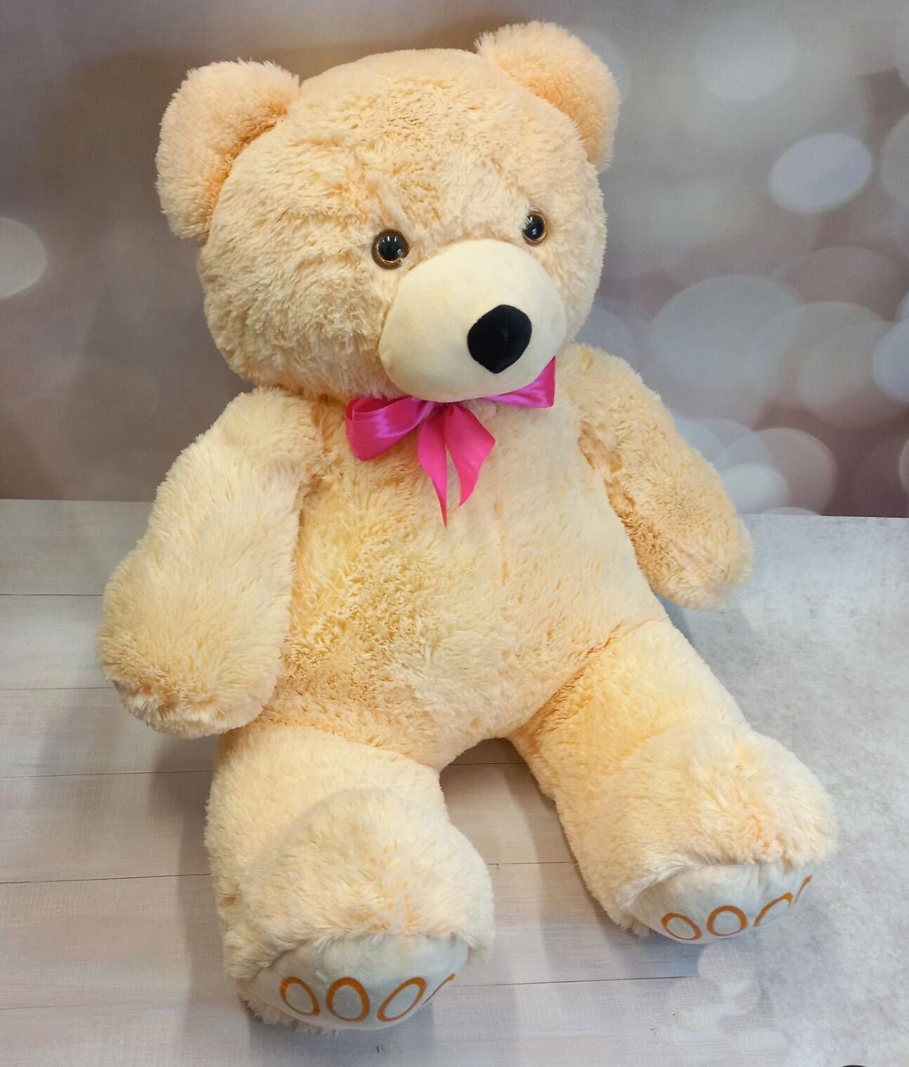 М`яка іграшка Ведмідь Проха 110см  з бантом персик PROHA51-2 персик Dreamtoys
