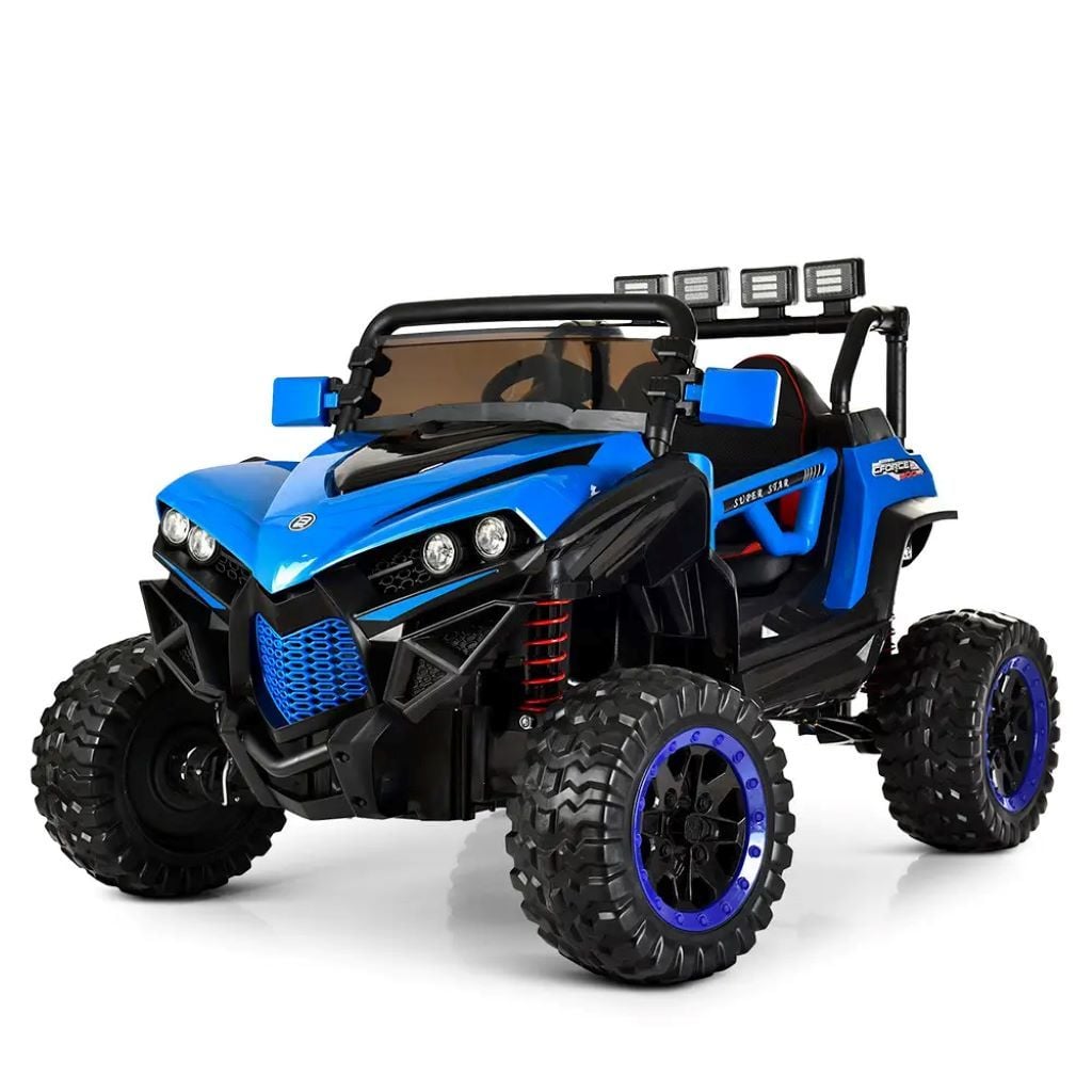 Електромобіль Джип 2,4G 4 мотори акум 12V10A шкіра USB  MP3 SD синій M3804EBLR-4 Китай