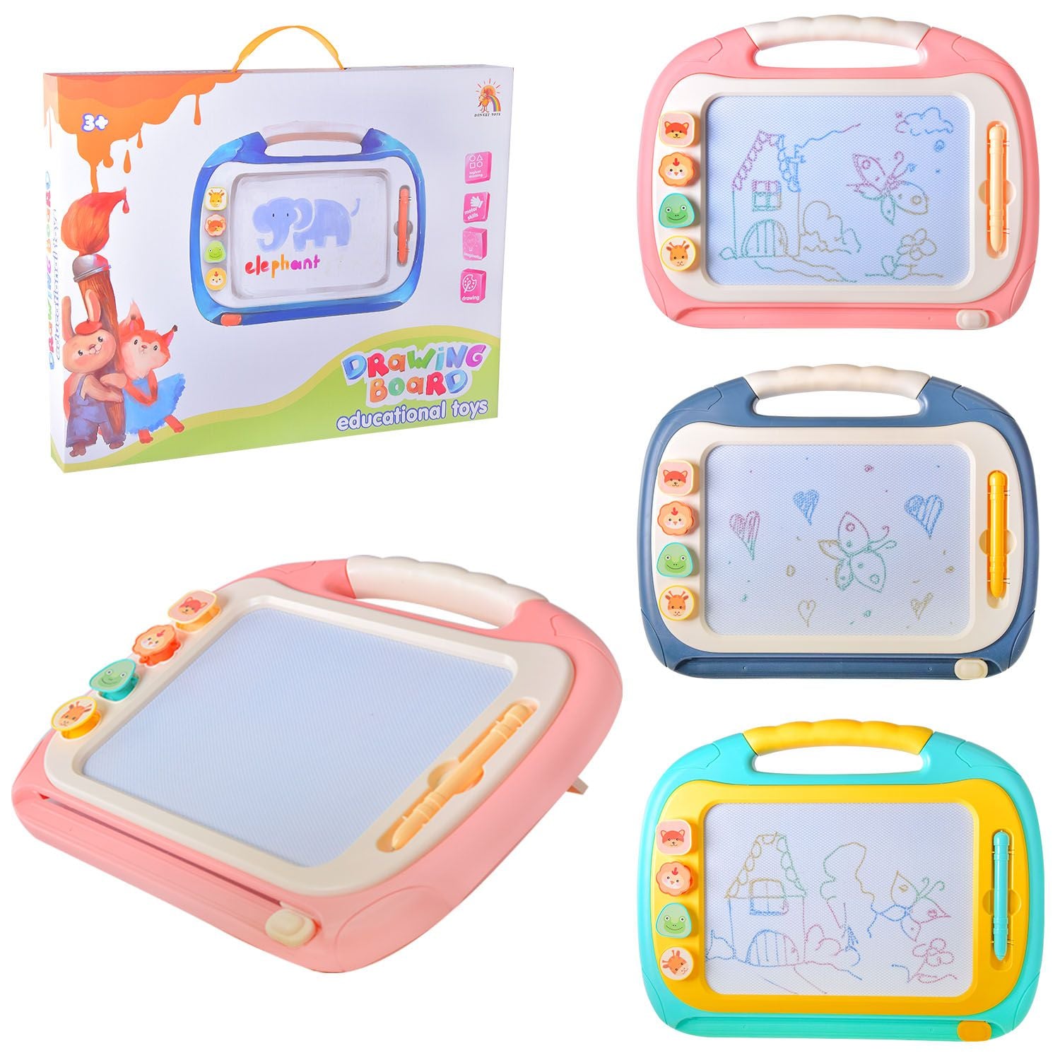 Дошка для малювання магнітна 4 печатки маркер у коробці 47*37*5см KD003 Donkey toys