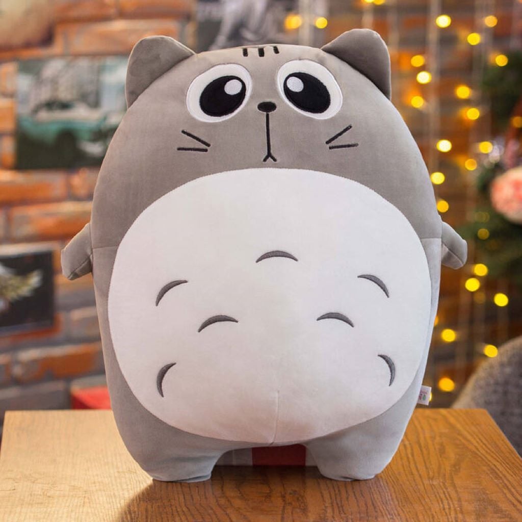 М'яка іграшка кіт Тоторо з круглими очима 40см сірі з білим C-15 Dreamtoys