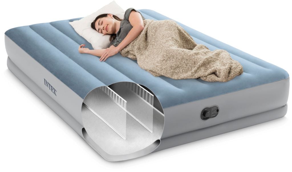 Ліжко велюр з вбудованим usb насосом 152*203*36см у коробці 64159 intex