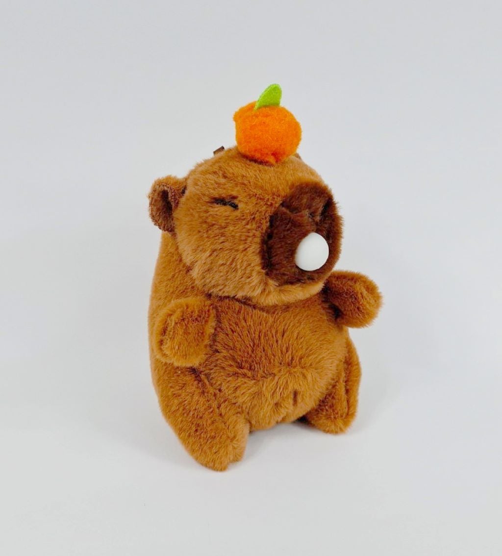М`яка іграшка Капібара з апелсином 12см брелок  хутро коричнева 294001 Dreamtoys