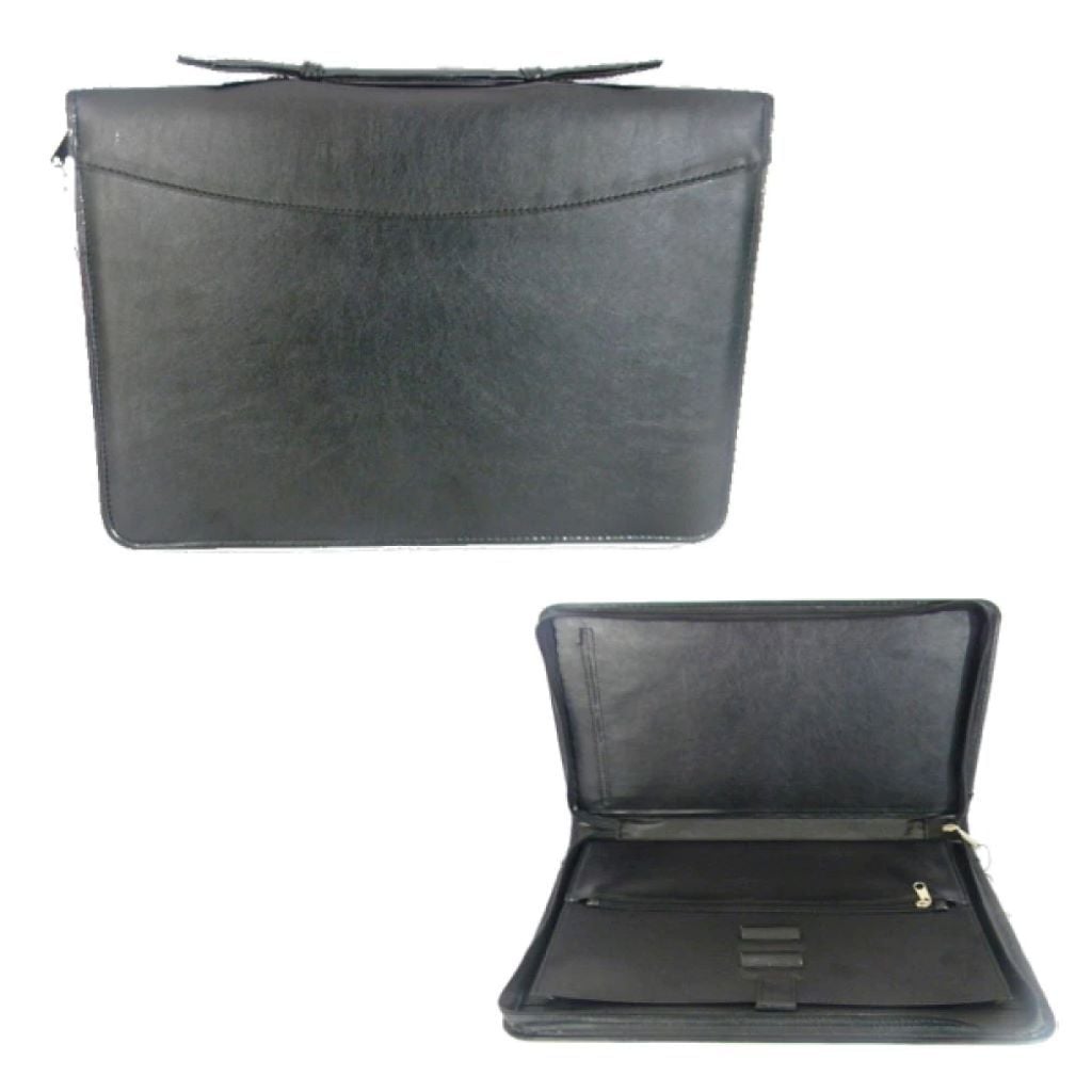 Папка 35*26*4см на чорна зі штучної шкіри з ручкою на змійці 7104 Альтіма