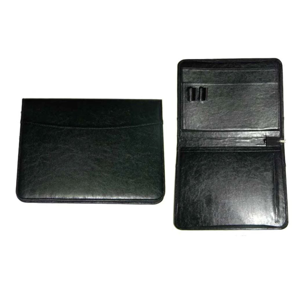 Папка 35*26*4см на 2 відділення чорна зі штучної шкіри 4 кільця планшет на змійці 7106 Альтіма