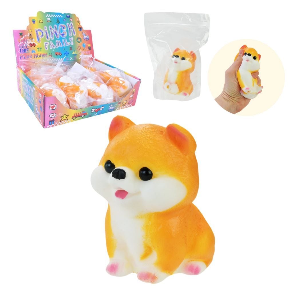 Антистрес сквіш таба Собака 11см помаранчевого кольору у пакеті C2994 Pinch Family