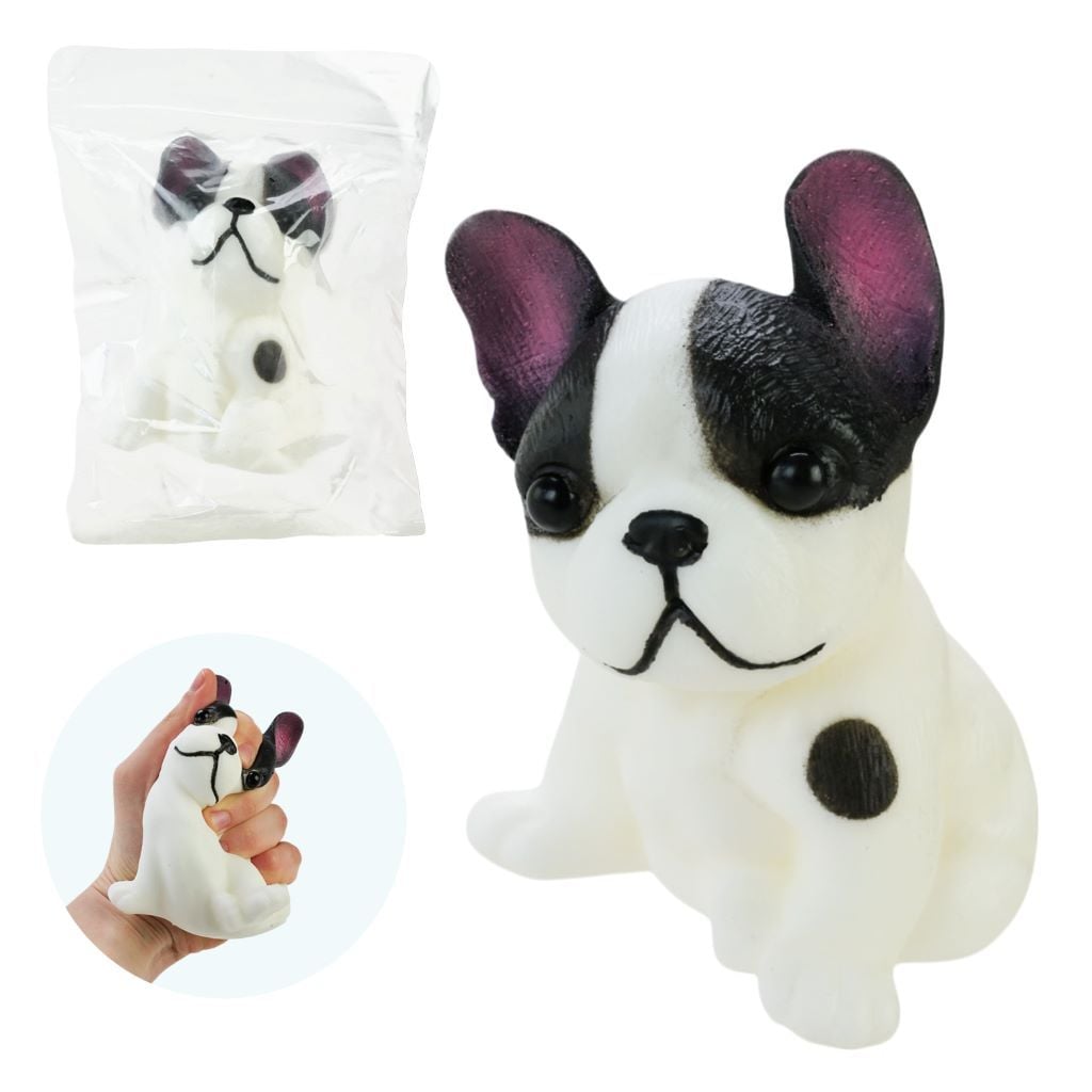 Антистрес сквіш таба Собака 11см чорно білого кольору у пакеті C2993 Pinch Family