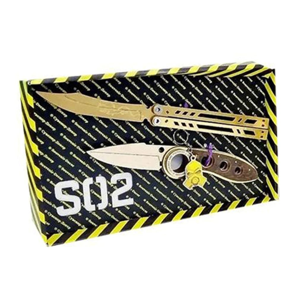 Ніж набір 2шт Метелик Legasy викидуха Фліп Gold  в коробці 23*17см SO2-6-B Україна