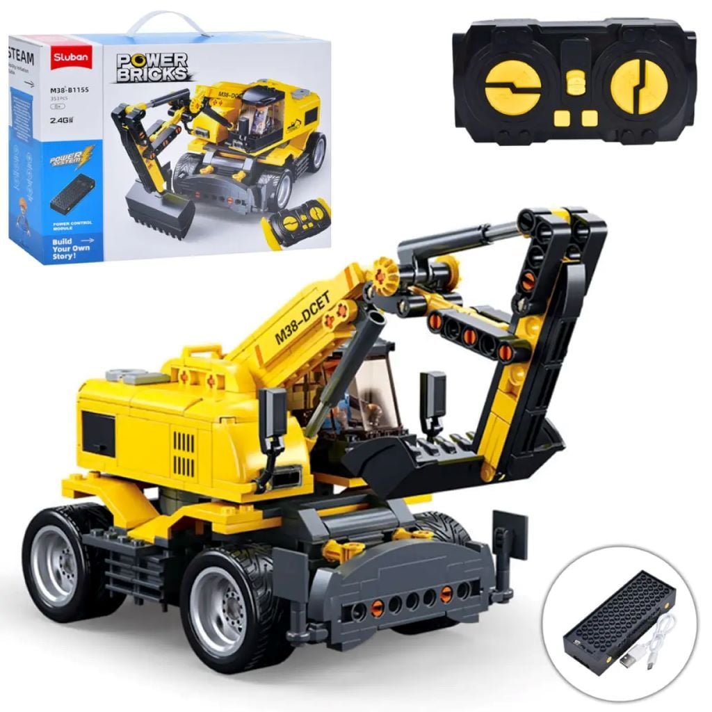 Конструктор типу лего 353дет Power Bricks Екскаватор р/у 2,4G коробка 36*32*7,5см М38-В1155 sluban