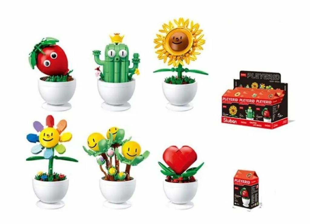 Конструктор Pleyerid фігурка /рослина у горщику 6 видів коробка 16*9*6см М38-В1073 sluban