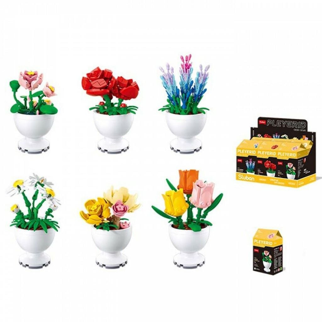 Конструктор Pleyerid Квіти у горщику 6 видів коробка 16*9*6см М38-В1077 sluban
