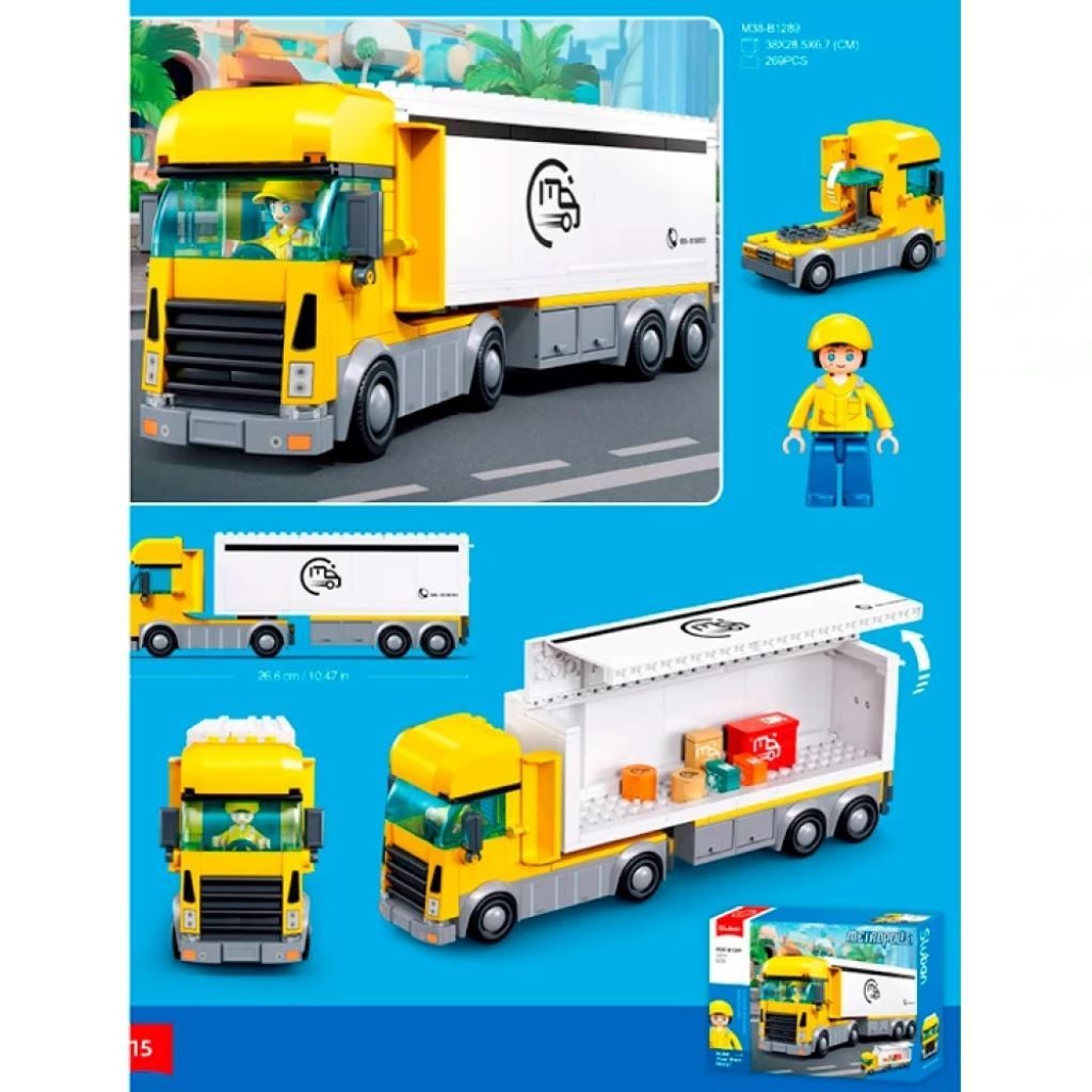 Конструктор типу лего 269 дет Metropolis Міська серія Трейлер у коробці 38*29*7см М38-В1289 sluban