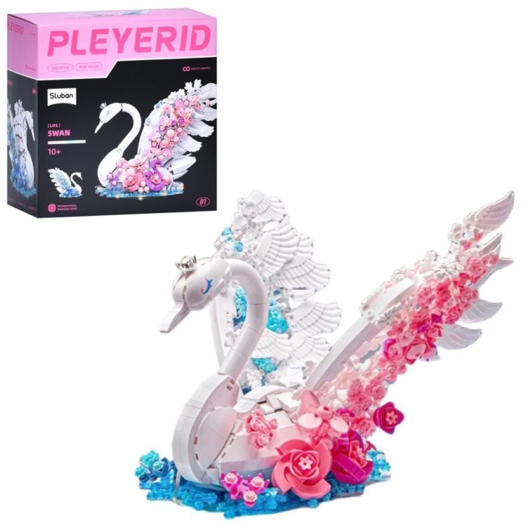 Конструктор типу лего 334 дет Лебедь світло на батарейках у коробці 30*30*16см M38-P8160 sluban