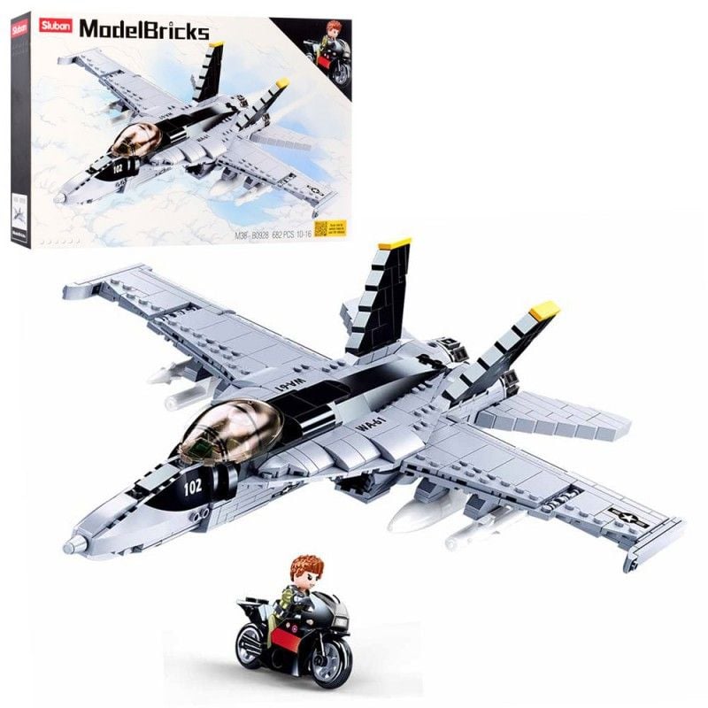 Конструктор типу лего 682 дет Model Bricks Бойовий літаку коробці 52*33*7см M38-B0928 sluban