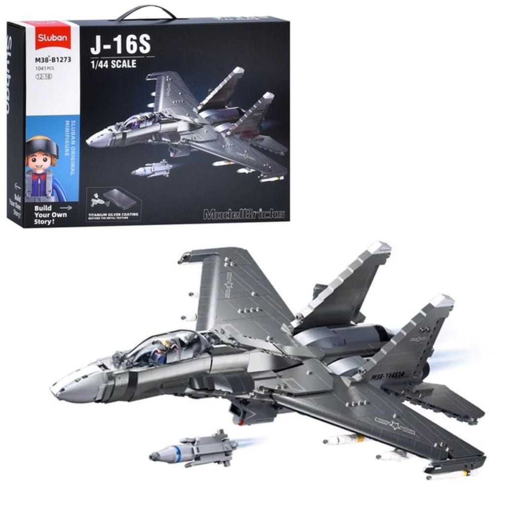Конструктор типу лего 1041 дет Військовий літак -16S у коробці 45*33*13см М38-В1273 sluban