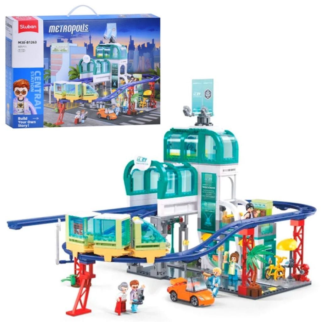 Конструктор типу лего 605 дет Metropolis Центральний вокзал в коробці 52*37*7см M38-B1263 sluban