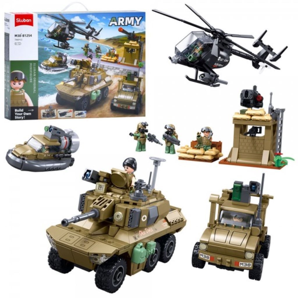 Конструктор типу лего 744дет Army Військовий транспорт в коробці 52*37*7см M38-B1254 sluban