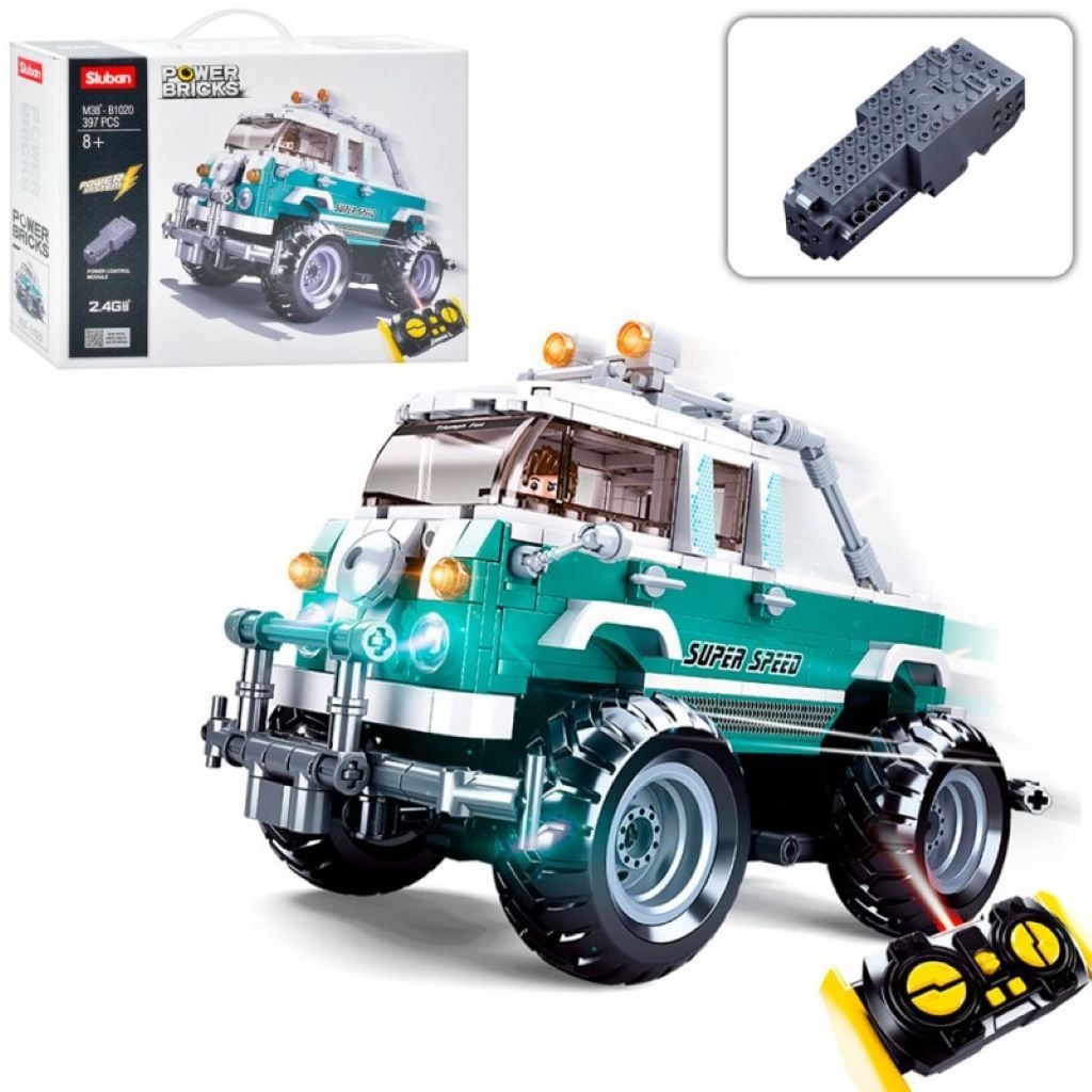 Конструктор типу лего 397 дет Power Bricks Машинка на р/к у коробці 38*28*10см M38-B1020 sluban