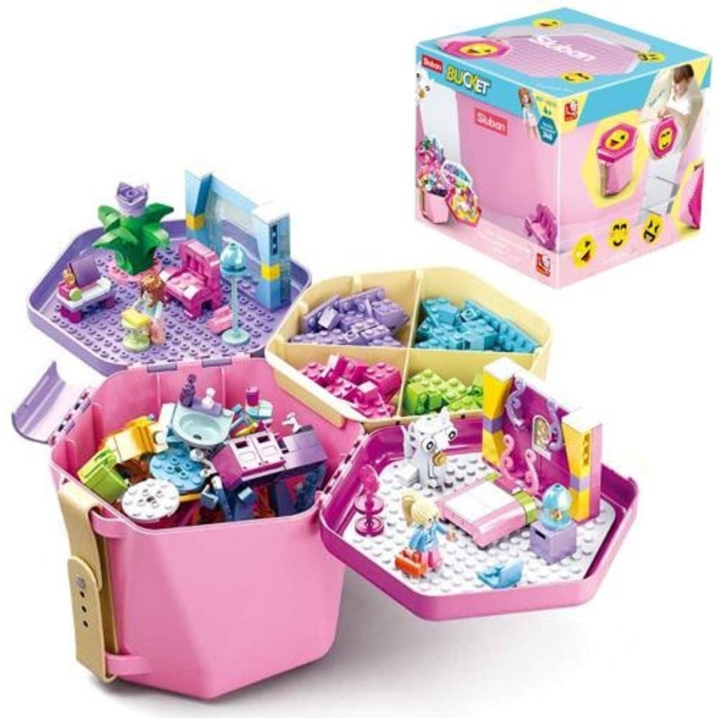 Конструктор типу лего 348дет BUCKET набір у рожевому боксі 18,5*18*16см M38-B0830 sluban