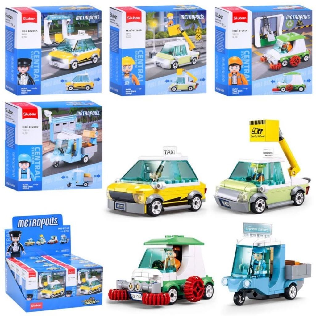 Конструктор типу лего від 94дет Metropolis транспорт в коробці 14,5*14,5*6см M38-B1260 sluban