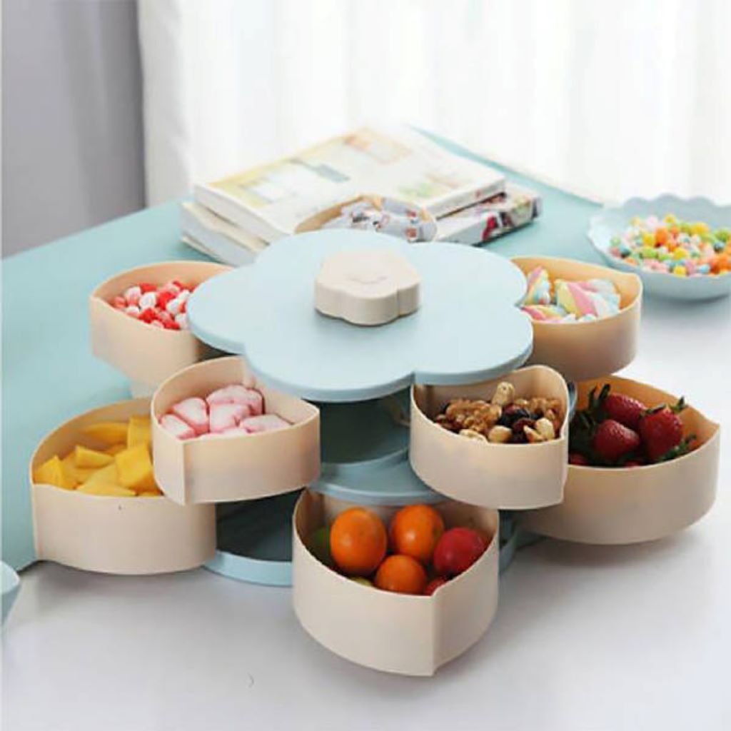 Обертова цукерниця Flowers Overflow Candy Box пластик 2 яруса у коробці 26*27*14см 9995365 Китай