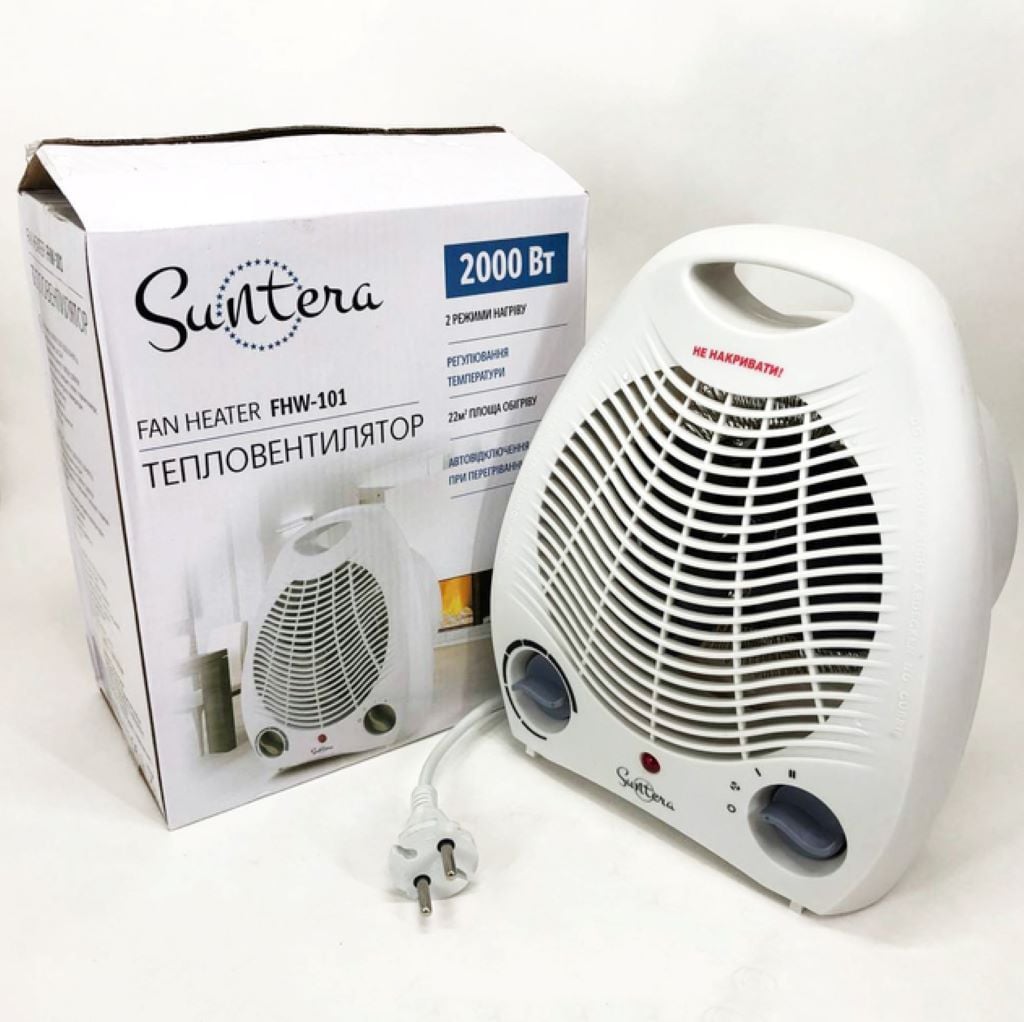 Тепловентилятор побутовий Sunter 2 кВт у коробці 26*22*12см FHW-101 Китай