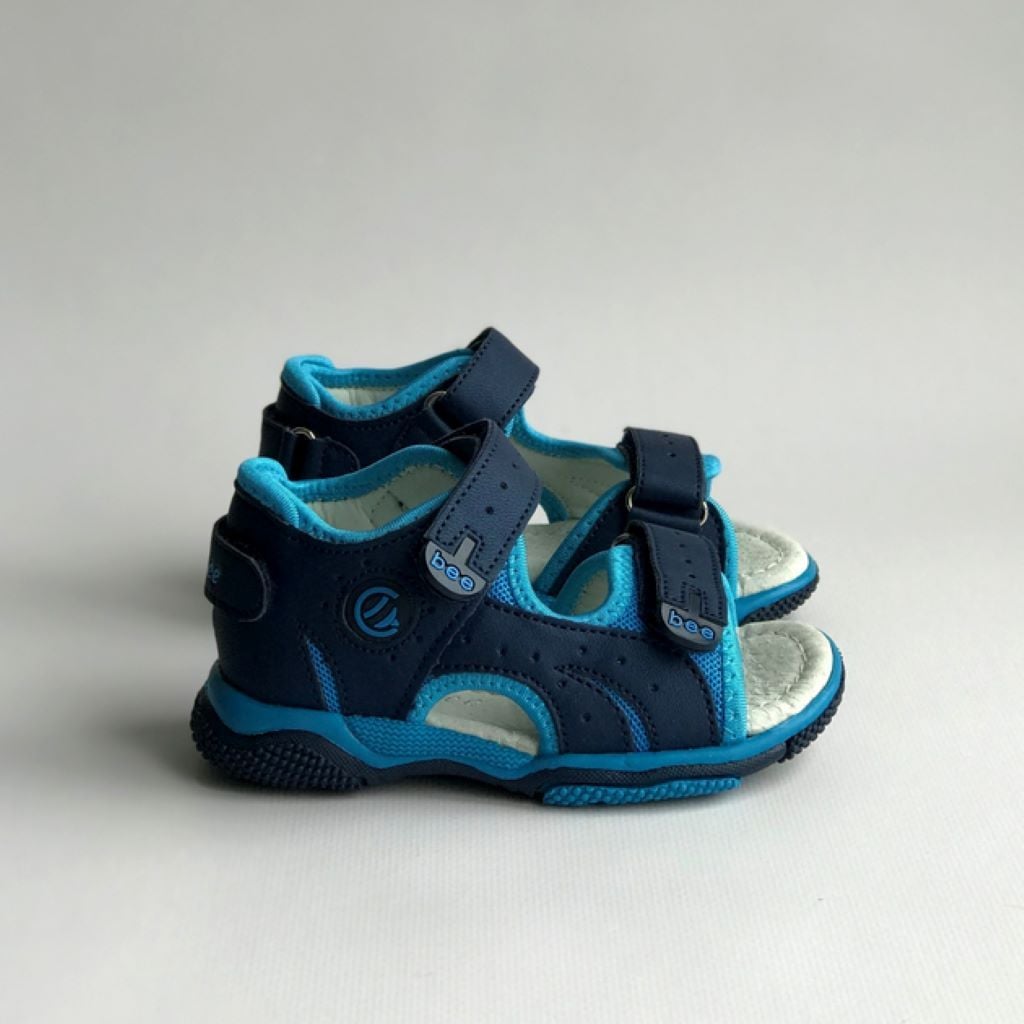 Босоніжки хлопчик 25-28р закриті еко шкіра на липучках відкрита п'ятка темно сині 1562 Clibee 27р