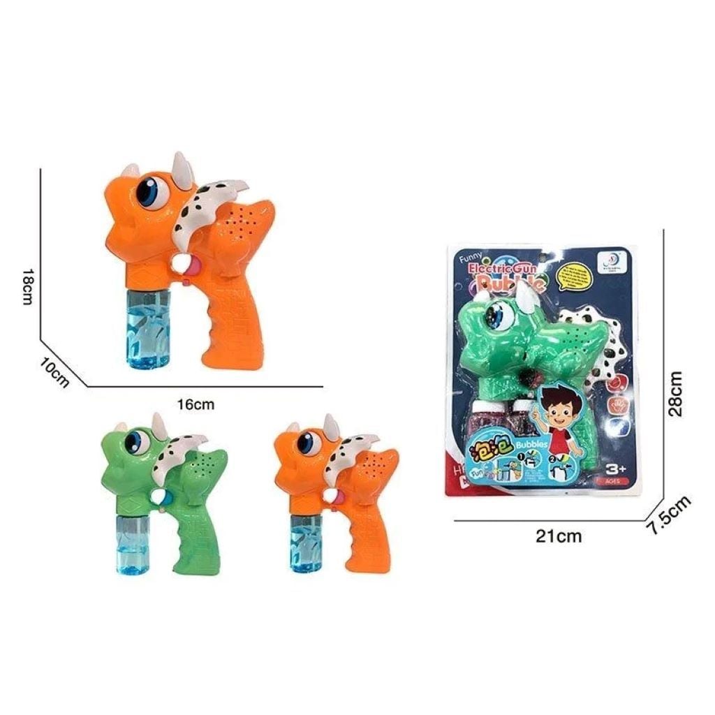 Мильні бульбашки пістолет Динозавр на батарейках музика світло в блістері 28*21*8см 6267 Китай