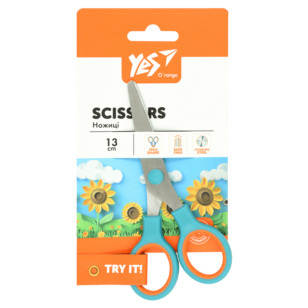 Ножиці 13см Orange Line на планшеті 20*10см 480453 Yes